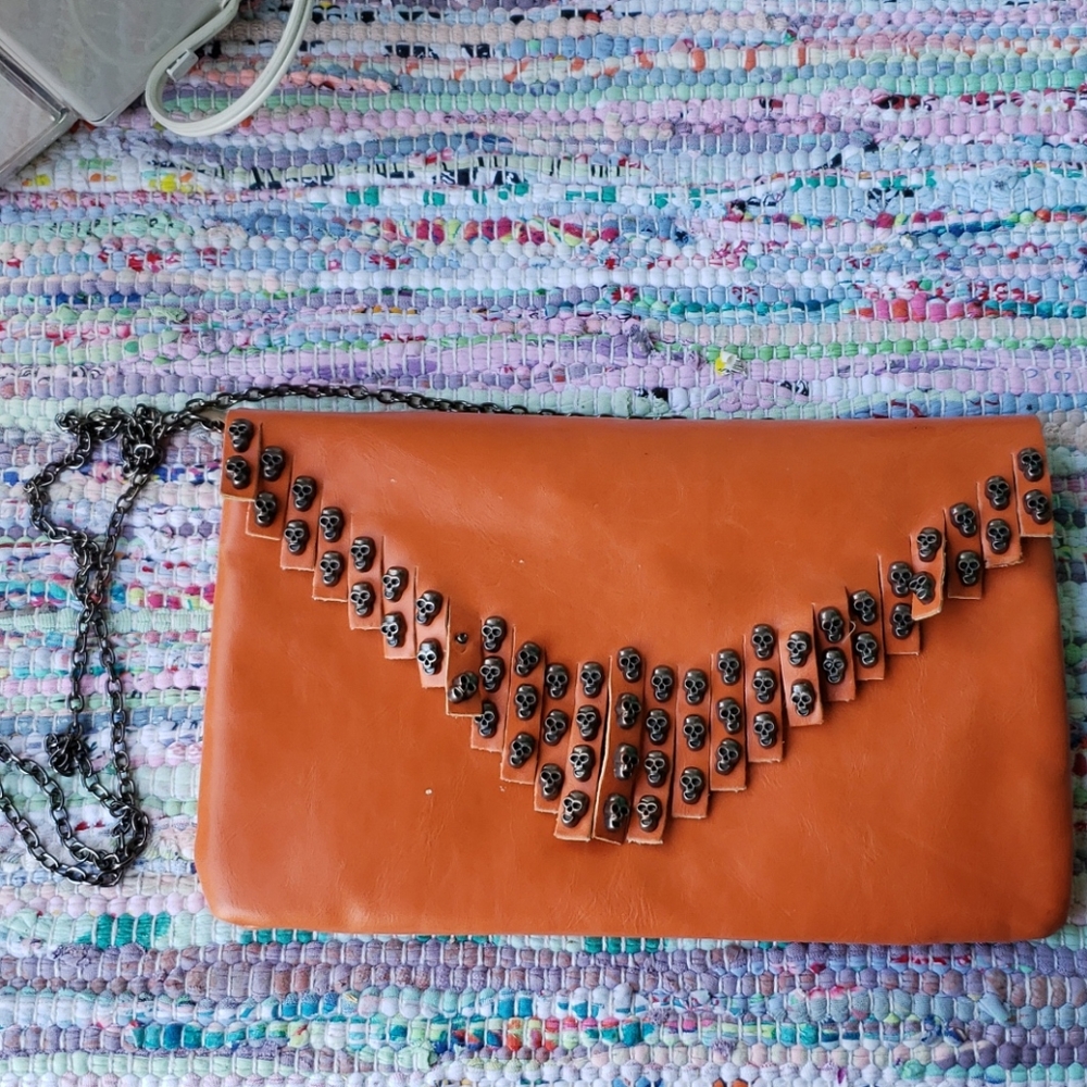 Orange leather crossbody